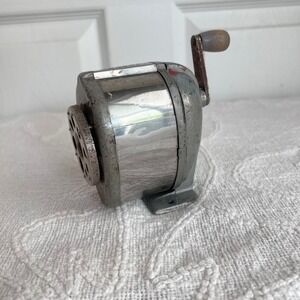 Boston Pencil Sharpener Model KS Manual 8-Hole Metal Silver Vintage Industrial